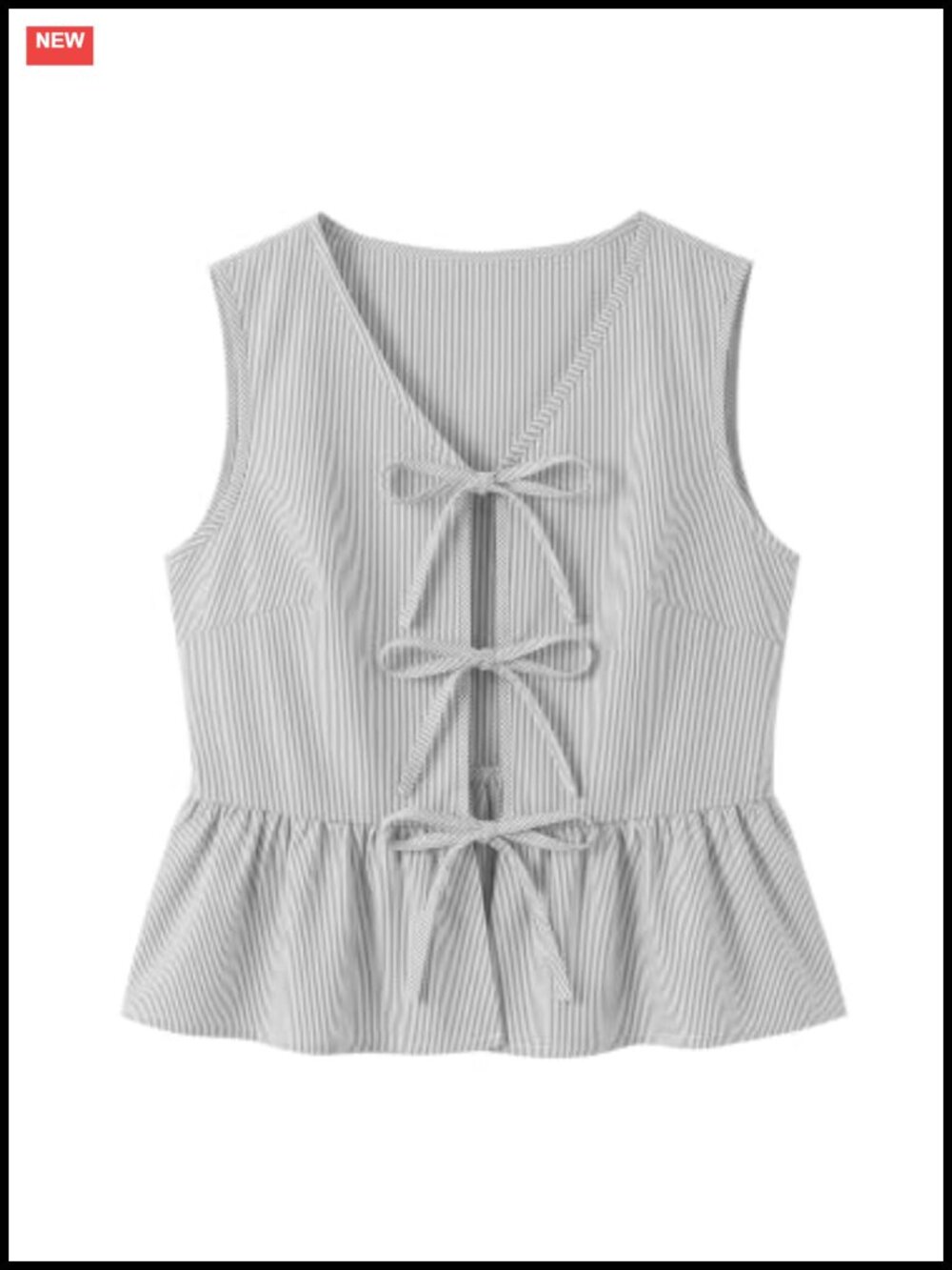 Cotton Tie Front Tank Top Peplum Blouse Sleeveless V-Neck